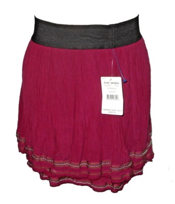 New Skirt, Free People, Short Raspberry Sequins Cotton-bl Crinkle MSRP-$108.00 S