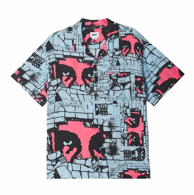OBEY DETECTOR S/S Woven Shirt - Sky Blue Multi - XL - NWT
