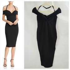 NWT Nookie Athena Halter Midi Dress Women's (S) Black Off the Shoulder--$229