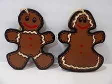 Pair Of Gingerbread Christmas Tree Ornaments  Boy And Girl  4 3/4" Tall