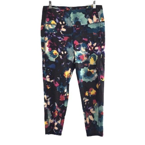 DSG Black Blue Abstract Print Capri 