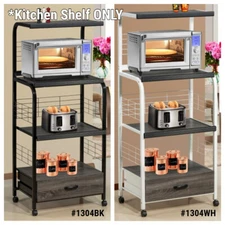CrownMark Black/Grey OR White/Grey Finish 59"H Kitchen Shelf On Casters CM-1304