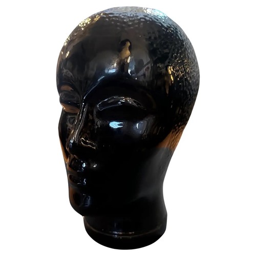 1970s Fornasetti Attributed Modernist Black Glass Head - Picture 2 of 10
