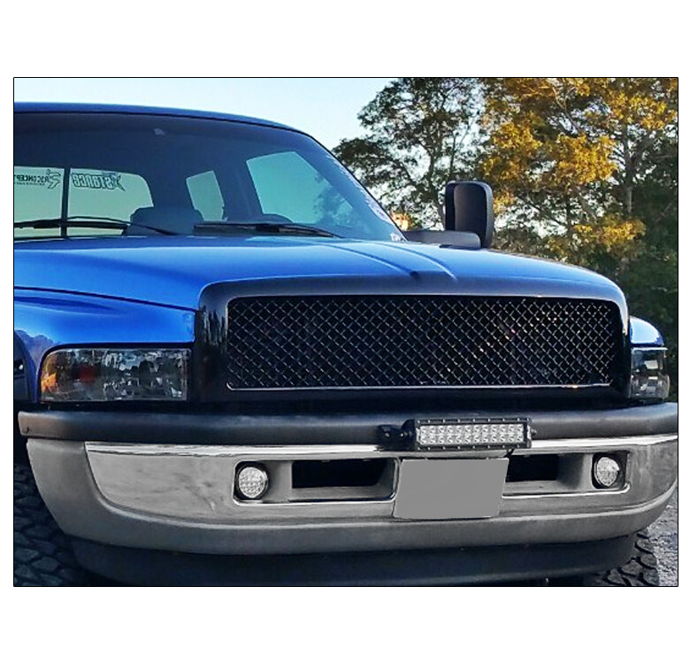 Gloss Black Honeycomb Mesh Upper Grille For 1994-2001 Dodge Ram 1500/2500/3500 - Performance/Custom Style, Plastic