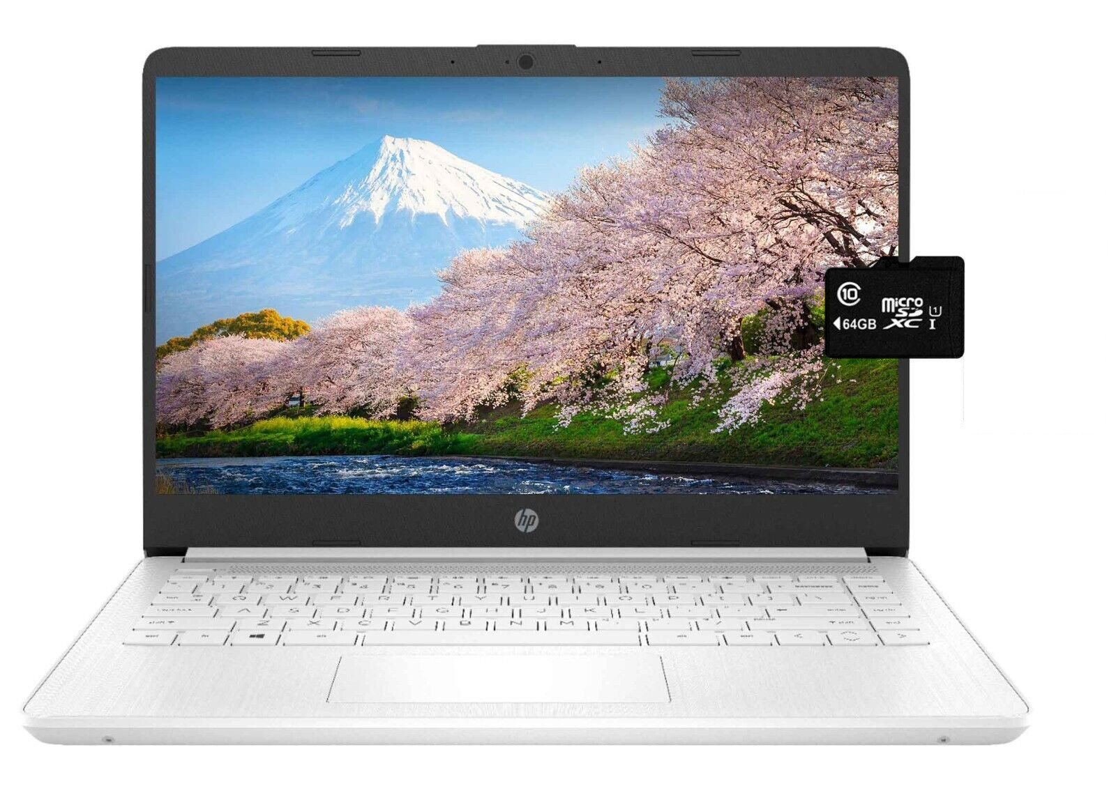 Newest HP 14'' HD Laptop Intel 4-Core CPU 8GB RAM 128GB (64+64) HDMI Win11 White