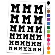 Letter M Uppercase Fun Bold Font Temporary Tattoo Water Resistant Set