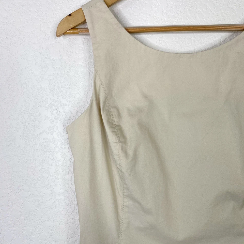Vestido vaina Stefanel para mujer talla 12 beige caqui sin mangas oficina de negocios  Foto 3 de 4