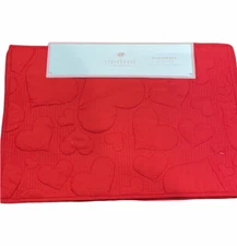 New Storehouse Set of 4 Heart  Placemats Red Quilted Love Valentines Day