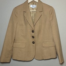 Le Suit Petite Single Breasted Jacket Blazer Women 10P Tan Beige Business Career