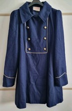 Banned Apparel Vintage Inspired Ladies Coat Size Xl Navy Wool Mix Military Style