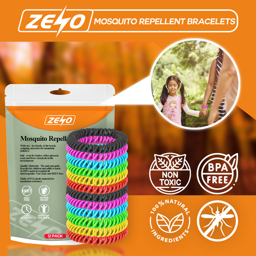 MOSQUITO REPELLENT PLASTIC BRACELETS 12 x NATURAL WATERPROOF DEET-FREE NON-TOXIC - Picture 4 of 6