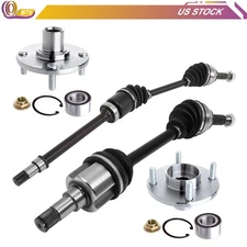 Pair Front CV Axle Shaft Wheel Hub & Bearings For Ford Focus 4 Lug 2000-2011