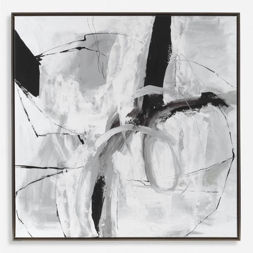 Uttermost 32360 Looping 56" x 56" Framed Abstract Drawing Print - Grey - Picture 1 of 5