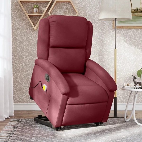 Massagesessel Elektrisch Mit Aufstehhilfe Weinrot Stoff Relaxsessel-image