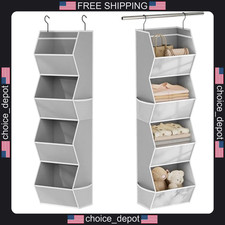 Hanging Closet Organizer 4 Shelf Fabric Storage for Wardrobe