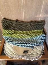 Vintage LargeDouble Handled Crochet Bubble Stitch Hobo Bohemian Style Handbag