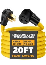 20FT 50 Amp Range Extension Cord - NEMA 10-50P to 10-50R Heavy Duty 8AWG/3C
