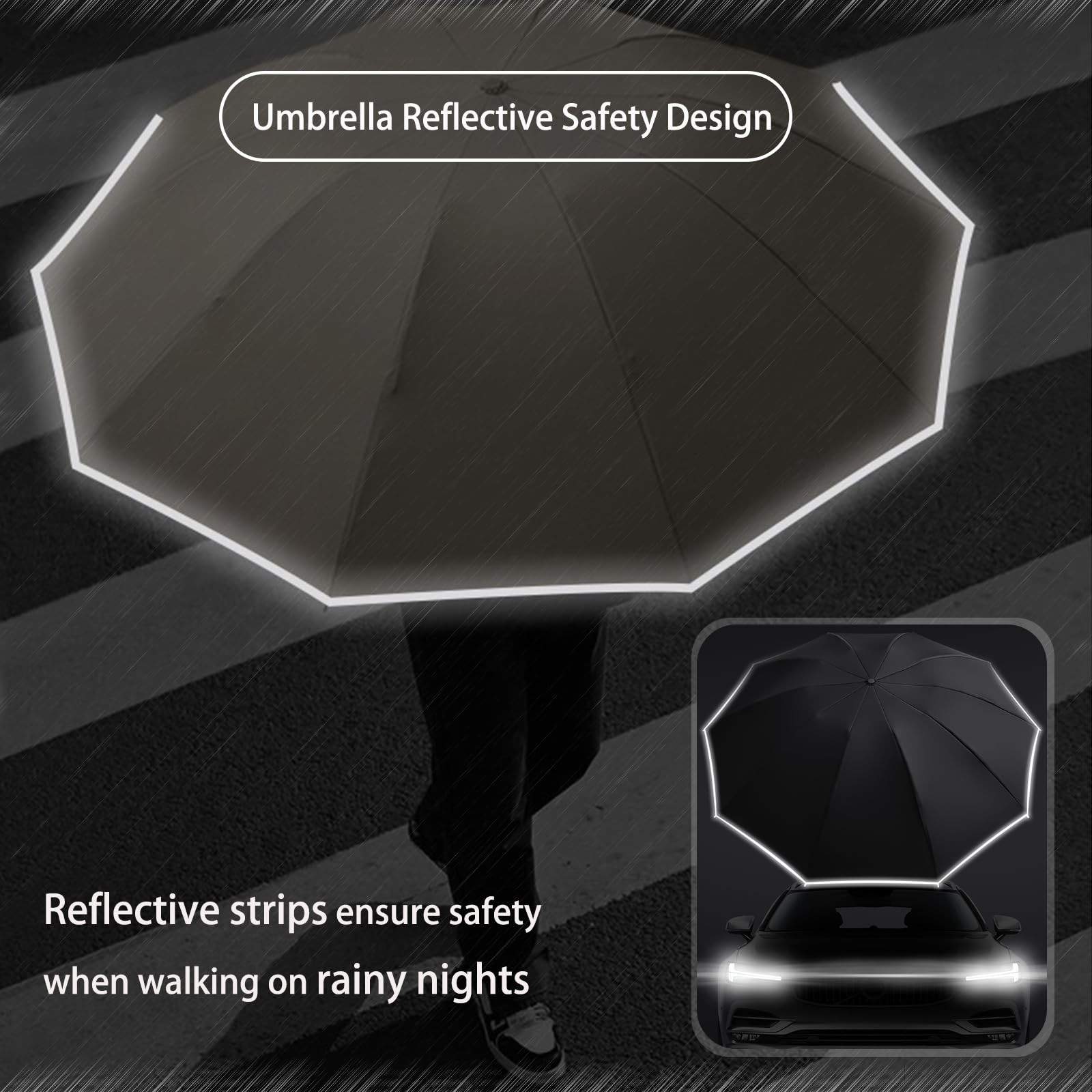 Ring Buckle Fully Automatic Umbrella, Reflective … - image 5