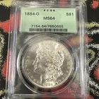1884-O Morgan Silver Dollar New Orleans Mint, Old Green Holder PCGS MS64