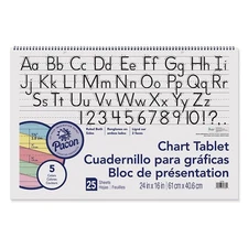 Pacon® Colored Paper Chart Tablet, Manuscript Cover, 5 Assorted Colors, 1-1/2...