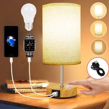 Touch Control Bedside Lamps, 3-Way Dimmable Table Lamp with USB Charging Ports