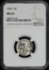 1929 Buffalo Nickel NGC MS-64 - Nice, Frosty Luster!