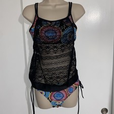 Tankini Swim Costume Women's US Size S Multicolour Layered Set Lace Detail