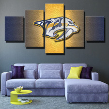 Nashville Predators NHL Hockey Team Gradient Logo 5 Piece Panel Canvas Wall Art