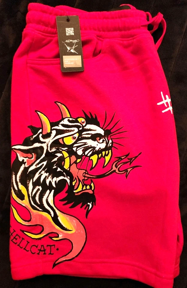 Pantalones cortos Ed Hardy polar tatuaje calavera, serpiente, pantera, tigre, águila, dragón Foto 3 de 4