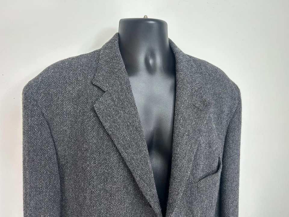 Vintage Polo Ralph Lauren Coat Jacket Wool Herringbone Lightweight Tweed XL - Image 3 of 4