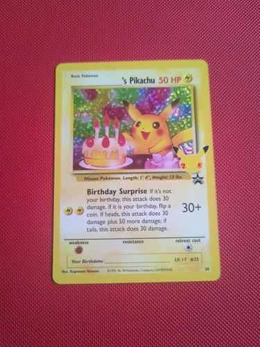 Pokémon TCG Birthday Pikachu #24 SWSH Celebrations NM