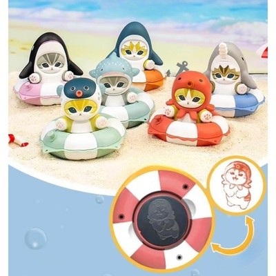 Lot of 6/set Mofusand Shark Cat Swim Ring Series 2.3'' Collectible Toy