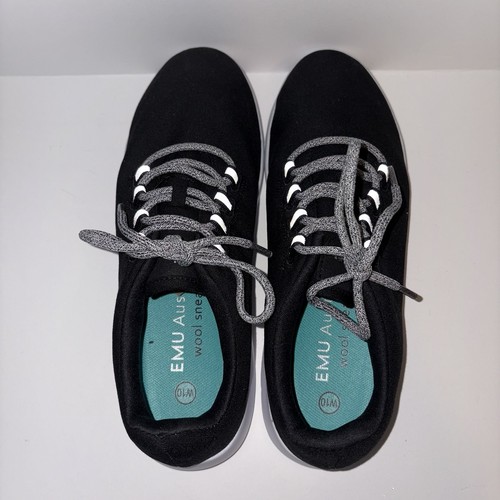 Emu Australia Barkly Women's Size 10 Wool Sneaker Black Reflective Lace Up Shoes - Picture 4 of 6
