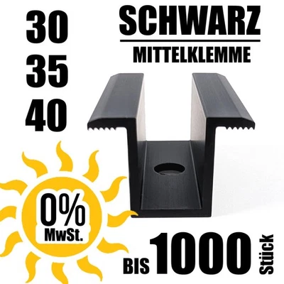 PVFORU SCHWARZ Mittelklemme ★ 30/35/40 mm ★ Photovoltaik Solar Module PV Solarklemme