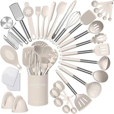 Silicone Kitchen Cooking Utensil Set, 43-Piece with Stainless Steel