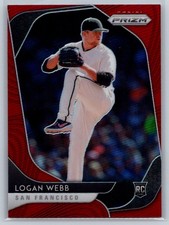 2020 Panini Prizm Red Prizm #168 Logan Webb RC - San Francisco Giants