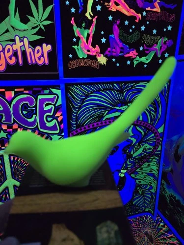 Vintage Fenton Custard Uranium Satin Glass Bird of Happiness Figurine GLOWS!