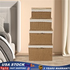 Large Storage Bin Rope Woven Basket Storage Basket with Lid/Handle Liner
