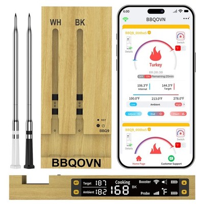 WiFi Wireless Meat Thermometer Unlimited Range 7 NIST Certified Accuracy Sens...