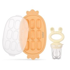 Baby Fruit Food Feeder  Silicone Freezer Nibble Tray Combo - Breastmilk Pops...