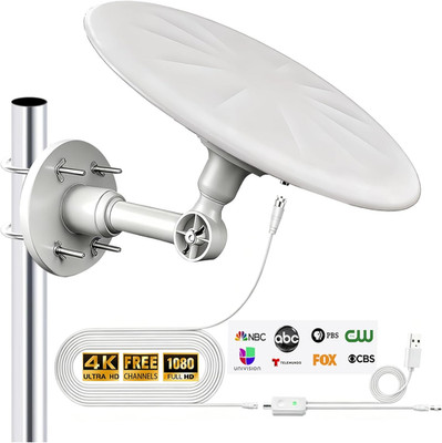 Outdoor TV Antenna for Smart TV, 720° Long Range Reception Digital HD Signal