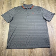 Ariat Tek Heat Series Mens Gray Striped Performance Polo Shirt Size XL