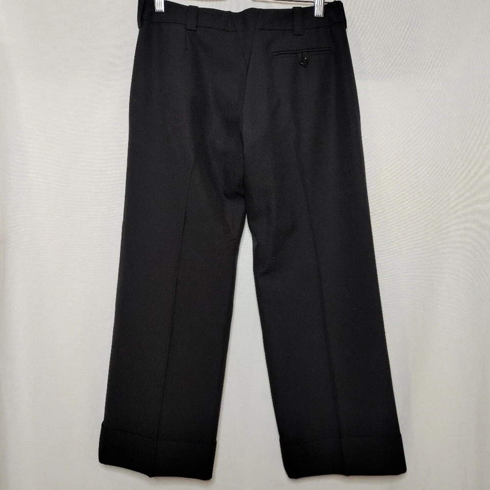 Pantalón Balenciaga Pierna Ancha Puño Corto Plisado Mezcla Lana Negro 38 EE. UU. 4 6 Foto 3 de 4