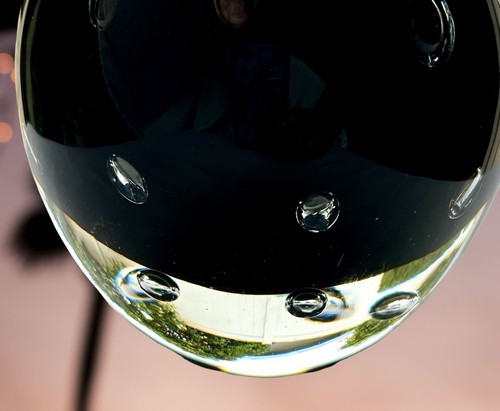 Black Art Glass Vase Murano? Controlled Bubble Wave Pattern Clear Base Used - Picture 2 of 3