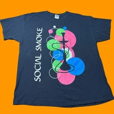 Social Smoke Smoking XL 100% Cotton T Shirt Shisha Hookah Y2K Multicolor