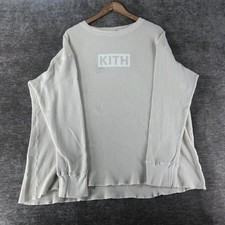 KITH Calux Men's Ribbed Knit Sweater Pullover Cream Beige Logo Size XL USA