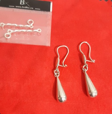 aretes de plata con estilo de gotas de lagrima de 2in de largo 
