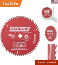 7-1/4" 60 Tooth Titanium Carbide Saw Blade with Shock Resistance and Kerf Design