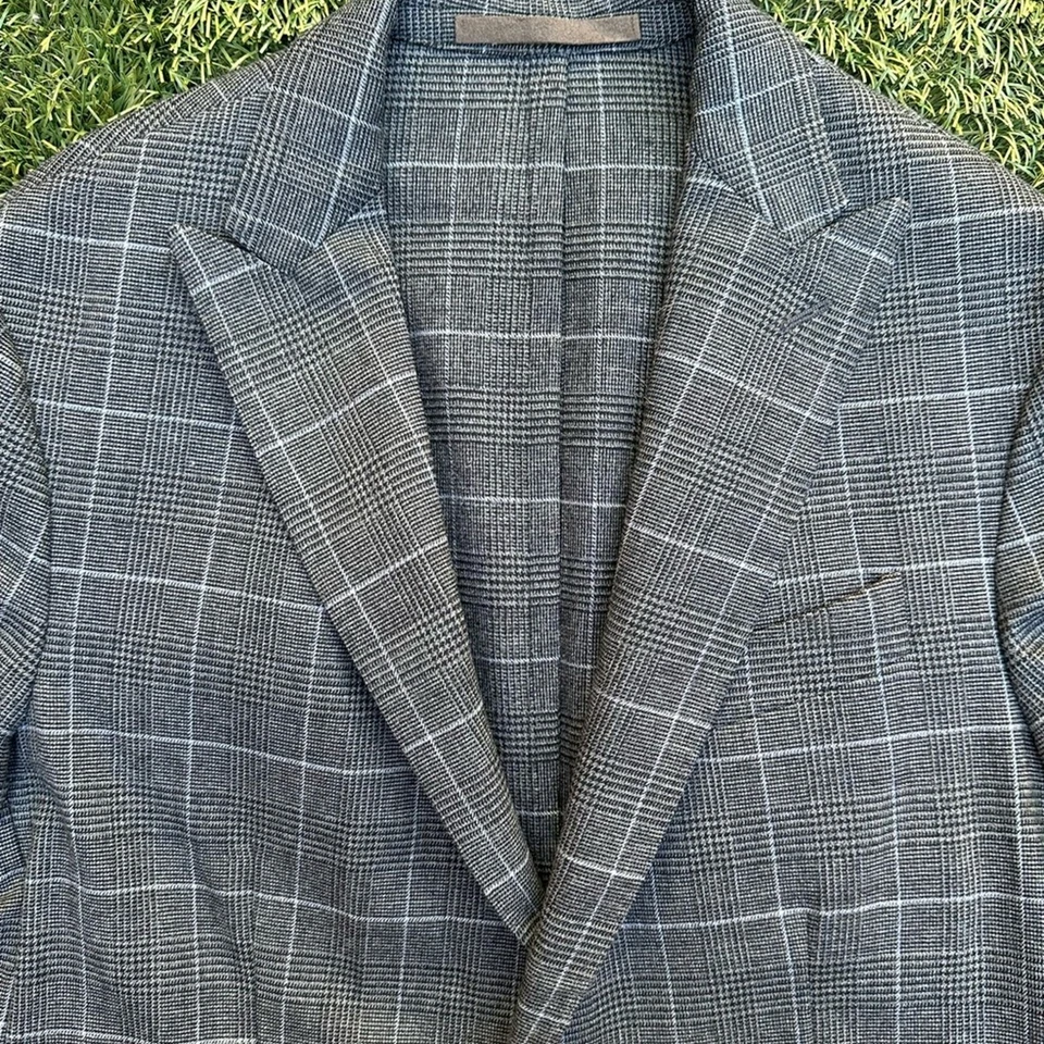 Eleventy Soft Jacket Peak Label Single Breasted Wool Blend Plaid Sports Coat 48 - Image 2 of 4