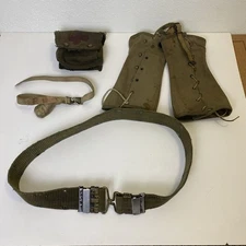 WWII USMC Army Field Gear Lot Belt Gaiters 1945 First Aid Tourniquet Military